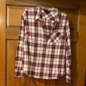 Tommy Hilfiger Red and Blue Plaid Women's Top